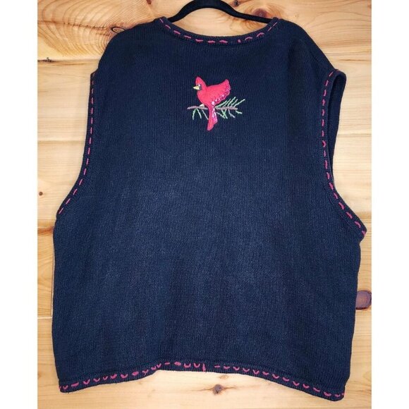 Cardinals Vest Black Plus 26/28W White Stag Sweater Vest Black and Red Birds - Picture 8 of 15